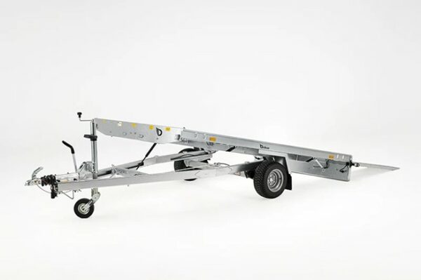 The Debon Mini Car transporter trailer is ideal for safely transporting small vehicles during your holidays or campervan trips, providing a practical solution for your travels