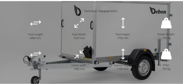 Denbon C220 unbraked Box Van trailer