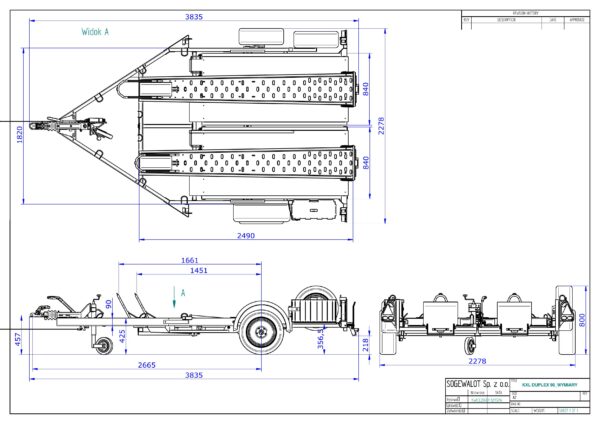 Debon Moto2 Twin Motorcycle trailer Drawings / Specification data